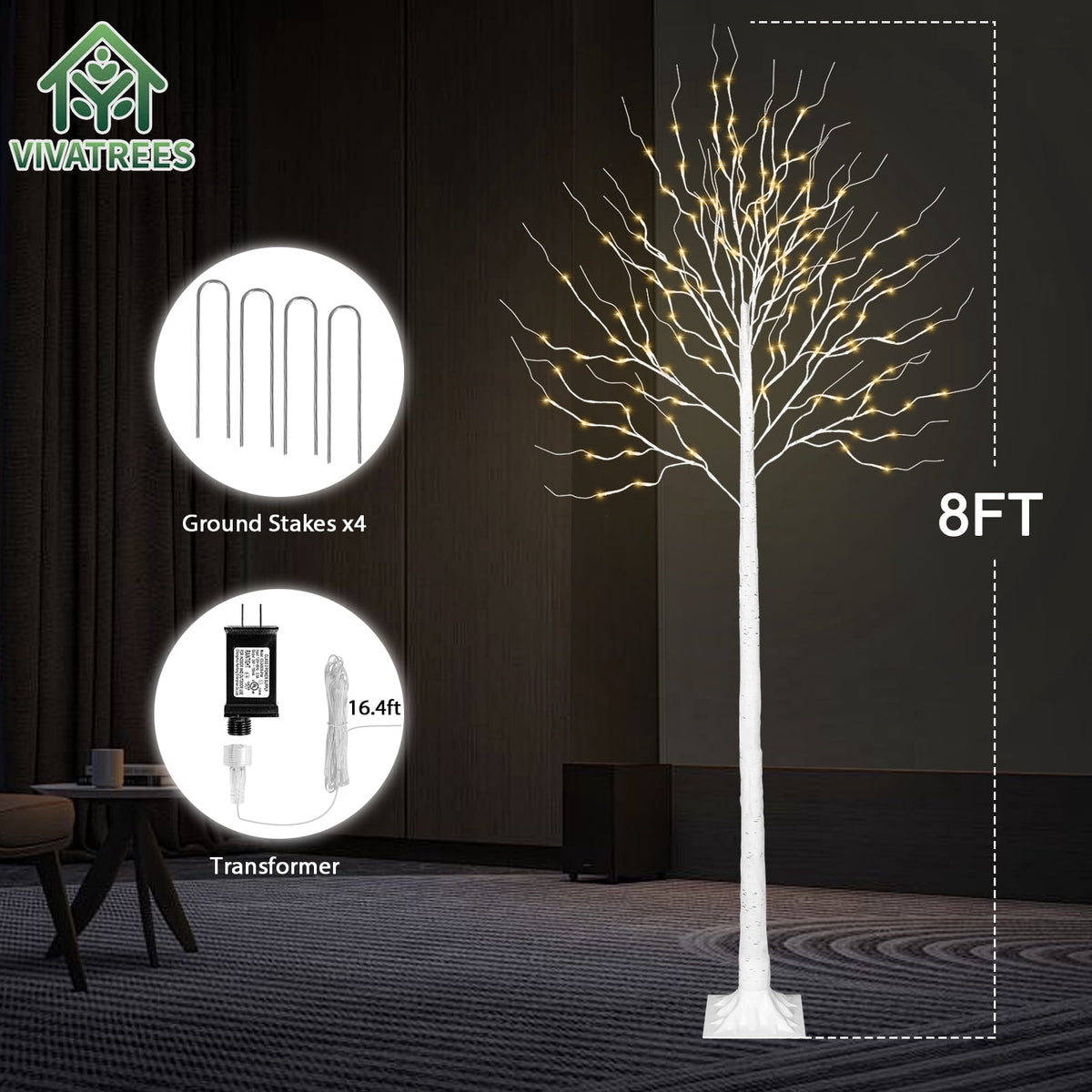VIVATREES 7.5ft Pre-lit Artificial Christmas Tree Frasier Fir w/ 3325 PVC PE Hinged Branch Tips 450 Multi Color LED Lights Foldable Base