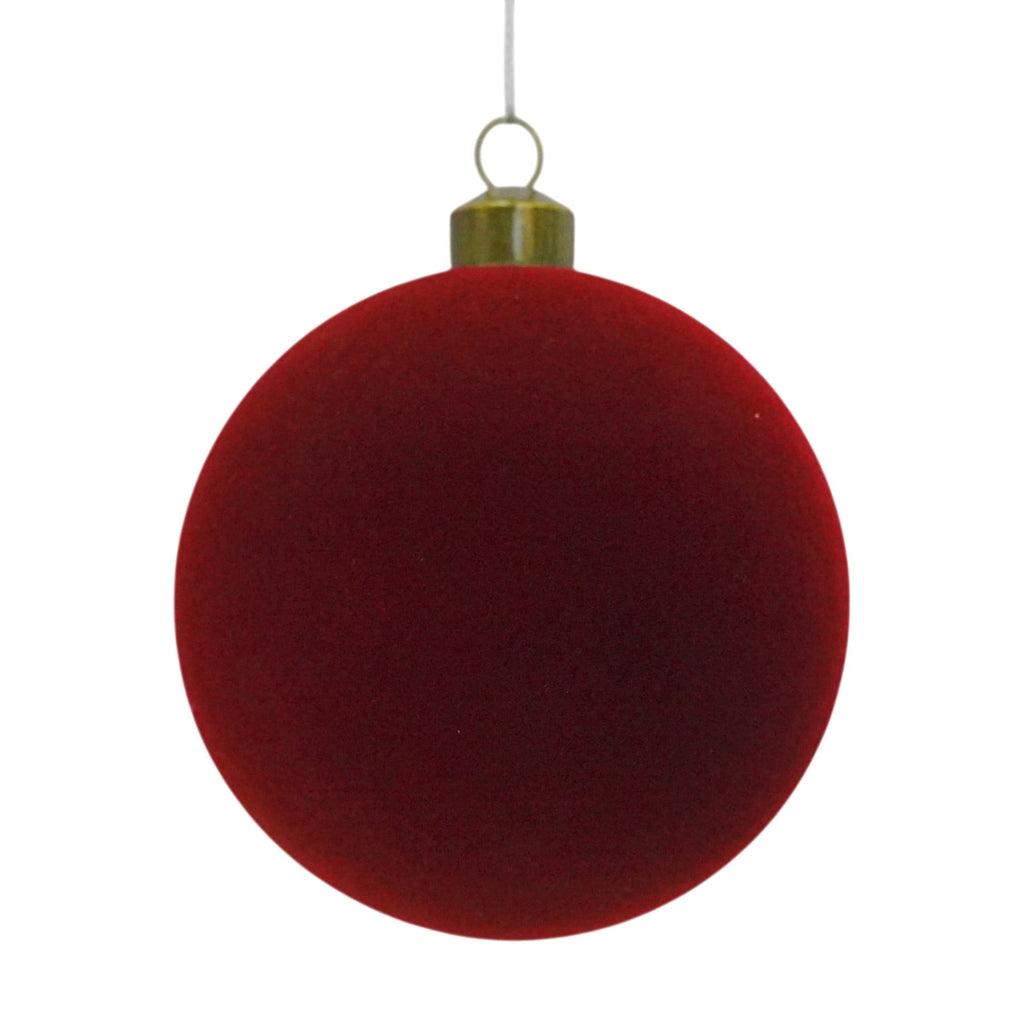 4-Count Dark Red Velvet-Feel Ball Shatterproof Christmas Ornaments, 3.9", by Holiday Time