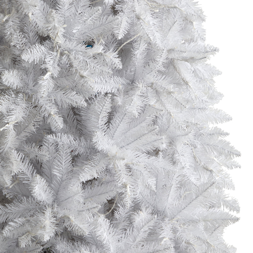Nearly Natural 3' White Slim Artificial Christmas Tree Prelit 50 Warm White LED Lights