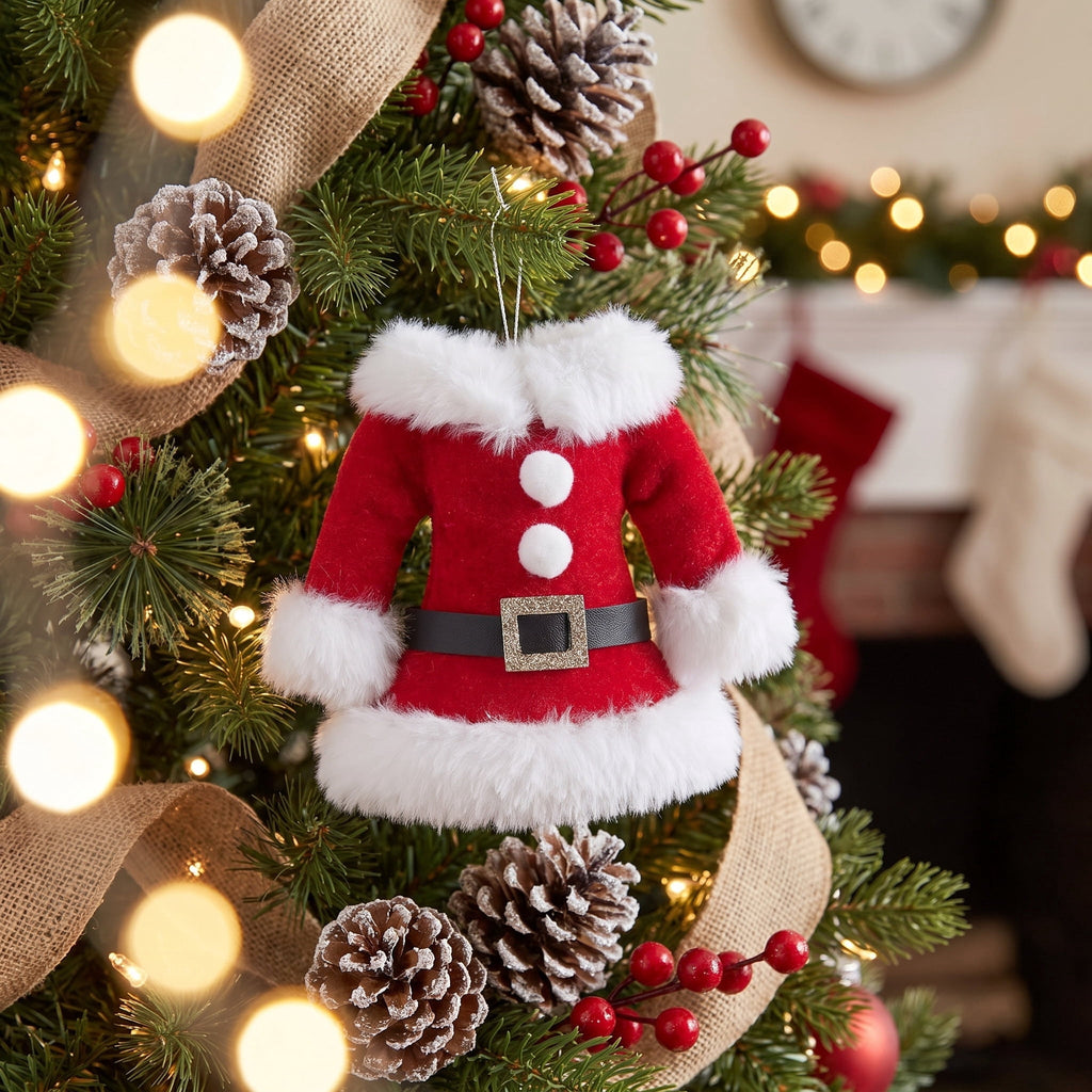 Red and White Fabric Mrs. Claus Suit Christmas Ornament, 6.5", by Holiday Time
