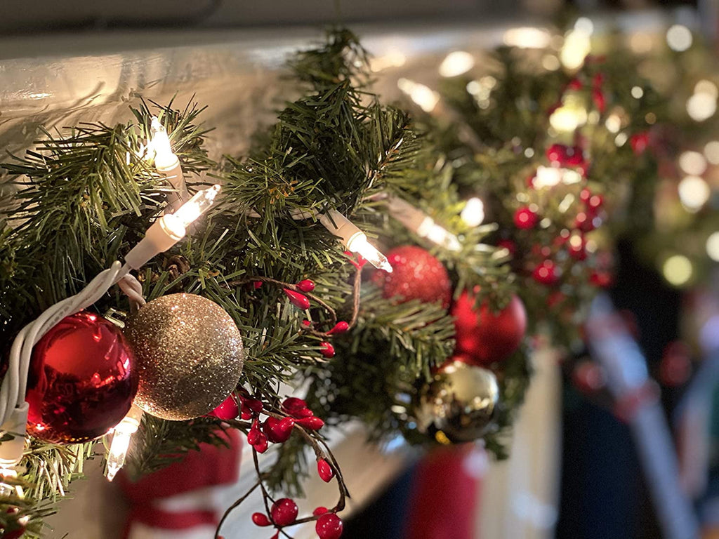 WinterWow Christmas String Lights - 100 Count, 20 Ft White Wire, Indoor/Outdoor, Incandescent