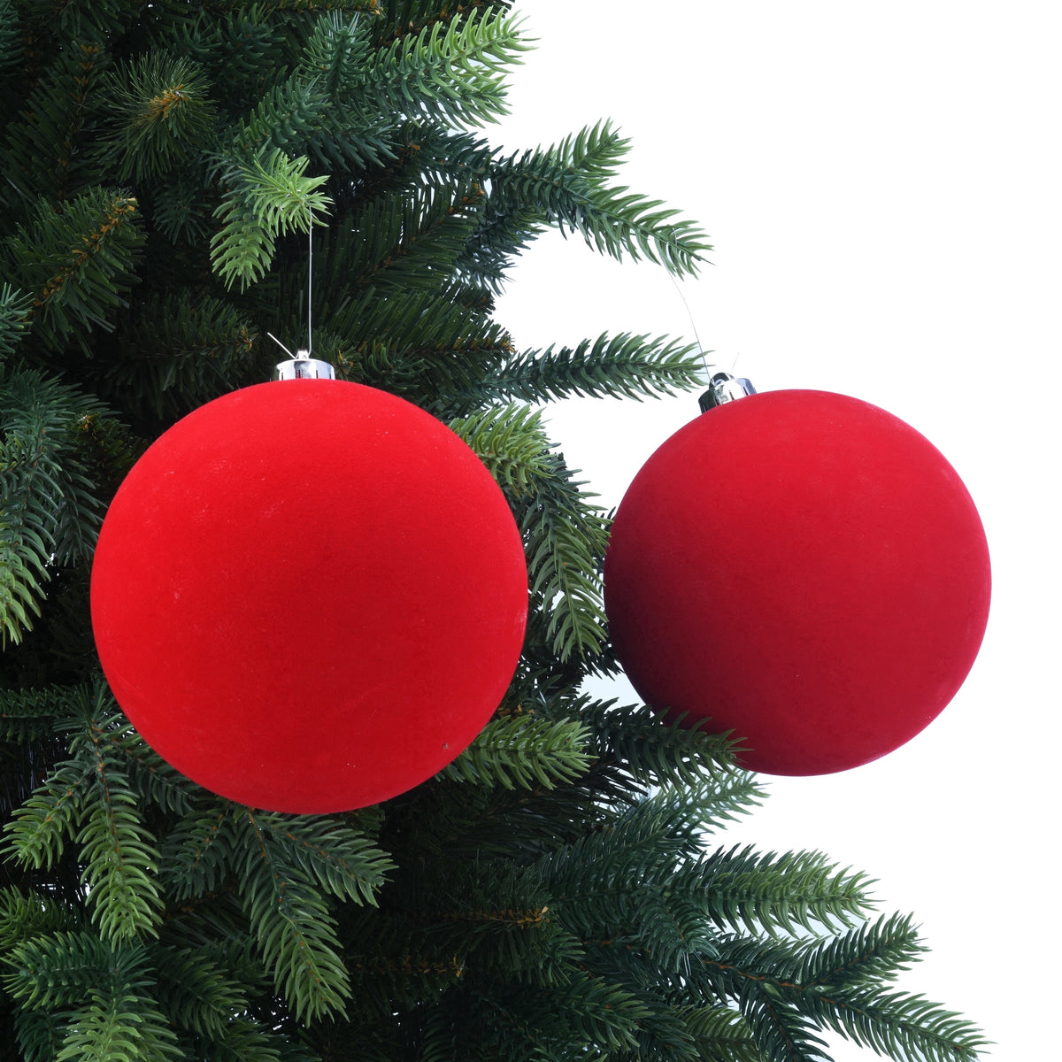 2-Count Red Jumbo Velvet-Feel Shatterproof Christmas Ornaments, 6.5", by Holiday Time