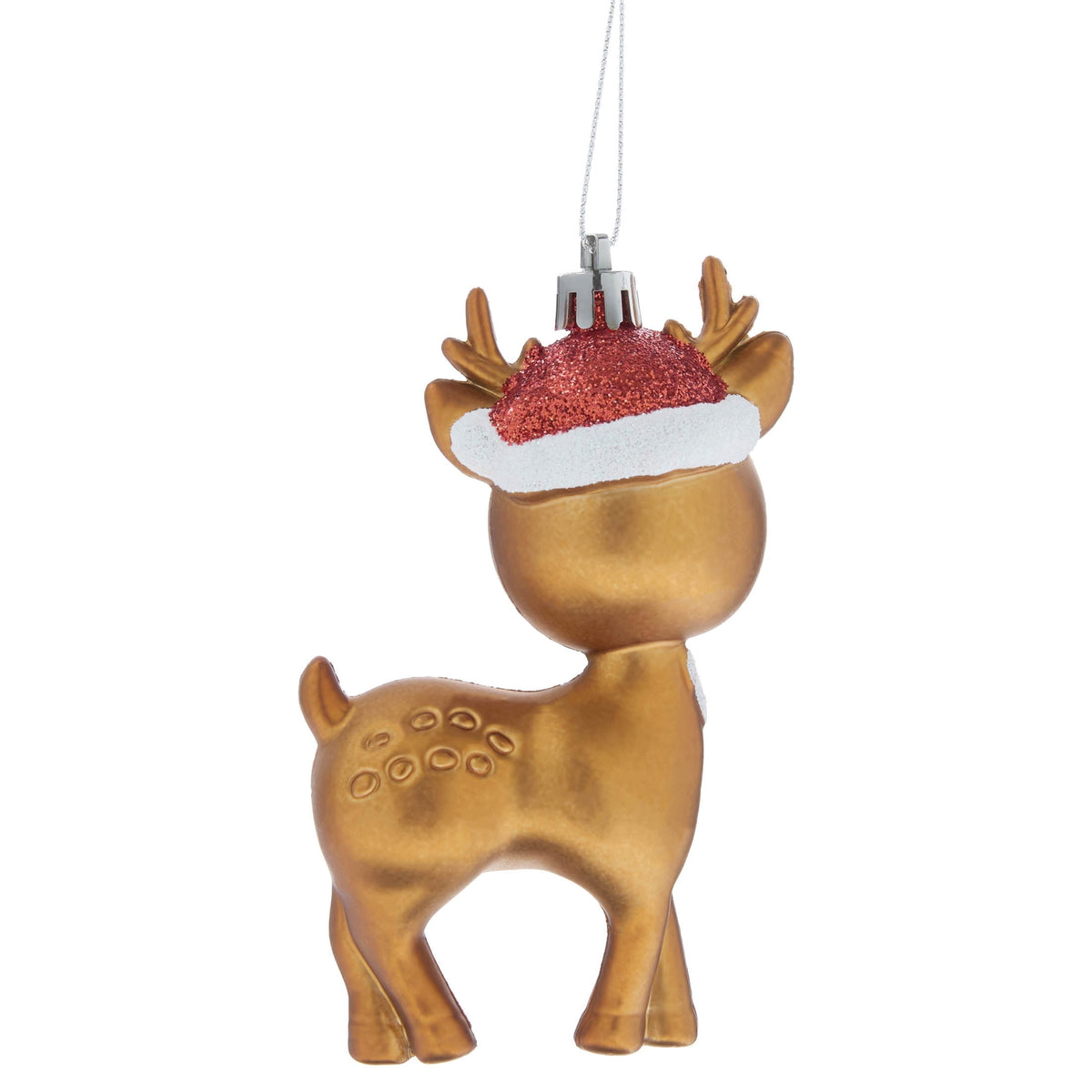 Gold and White Glitter Retro Reindeer Christmas Ornament, 4.5", by Holiday Time
