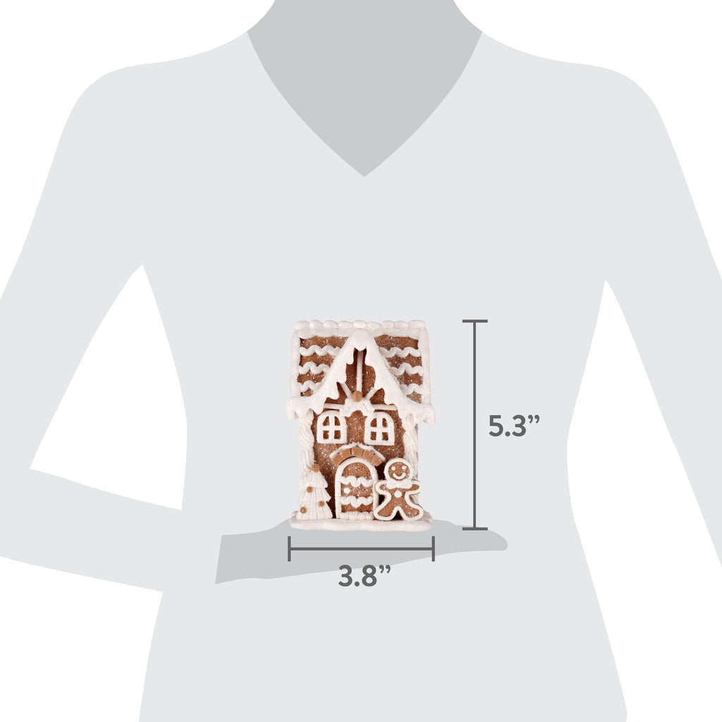 Clay Dough Gingerbread House Christmas Decoration, Brown and White, 5.3", by Holiday Time