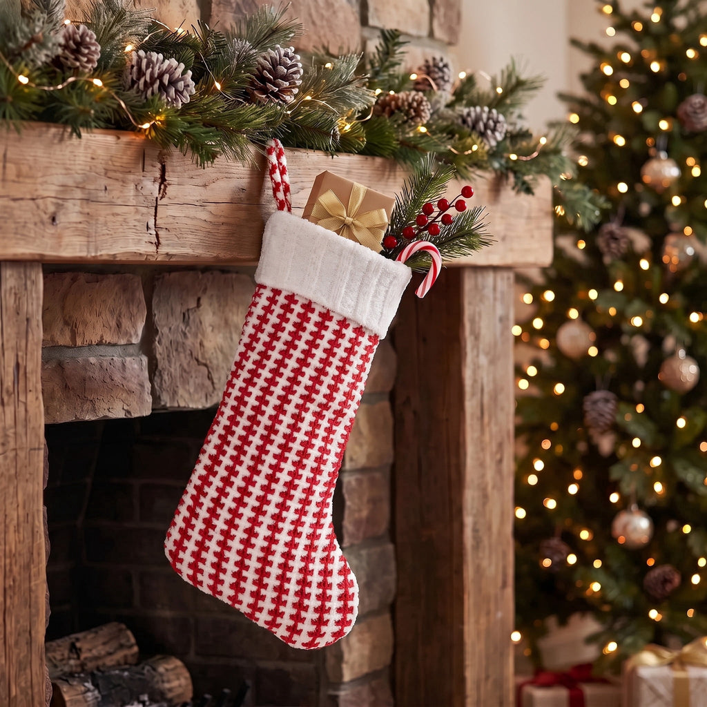 Knit Christmas Stocking, Red and White, 19", by Holiday Time