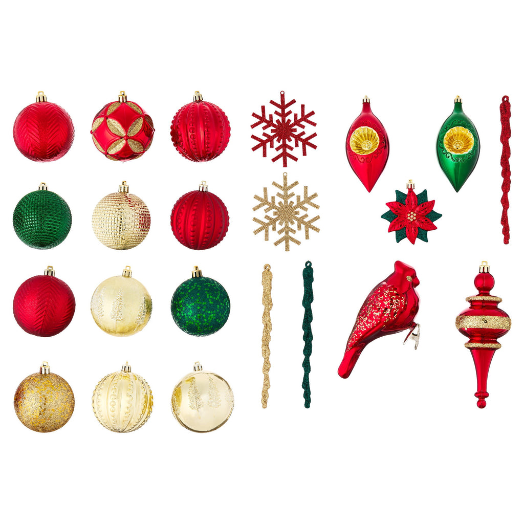 70-Count Red/Green/Gold Shatterproof Christmas Ornaments, by Holiday Time