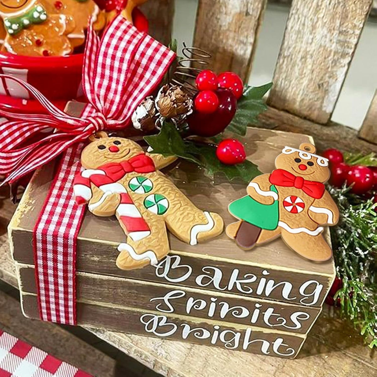 Ayieyill 14Pcs Christmas Ornaments Gingerbread Christmas Tree Decorations Holiday Decor (Classic)