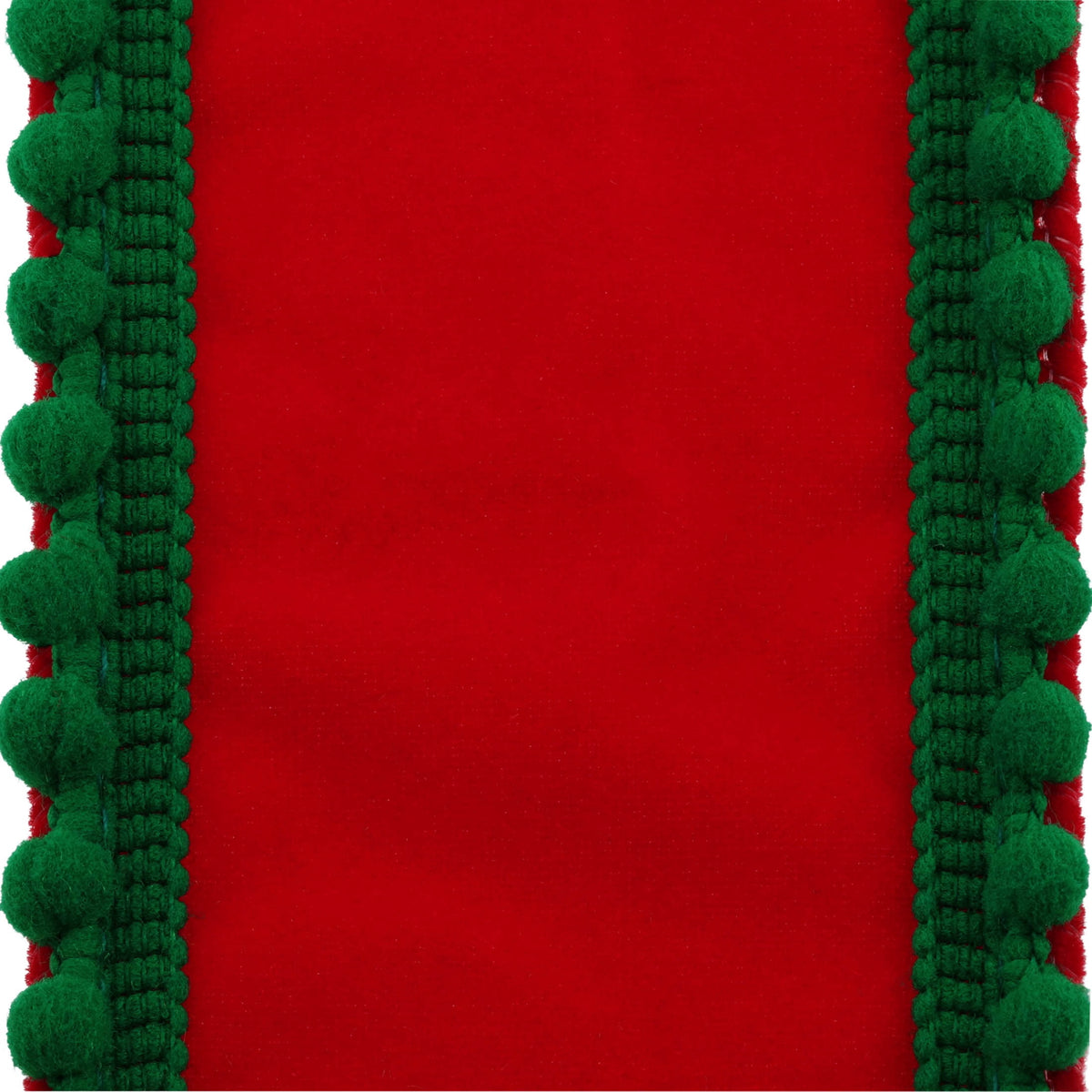 Red and Green Pom Pom Christmas Ribbon, 2.5" x 15', by Holiday Time