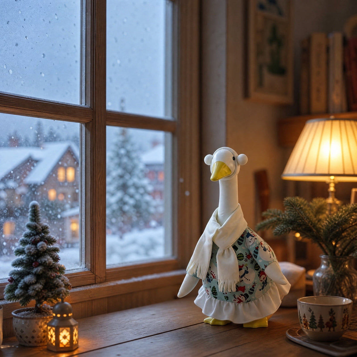 Lzobxe Porch Goose Clothes, Casual Style Lawn Yard Garden Decor for 23" High Cement or Plastic Geese, Goose Costume for All Season and Occasiona