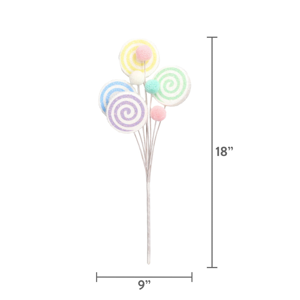Multicolor Pastel Lollipop Decorative Christmas Pick, 18", by Holiday Time