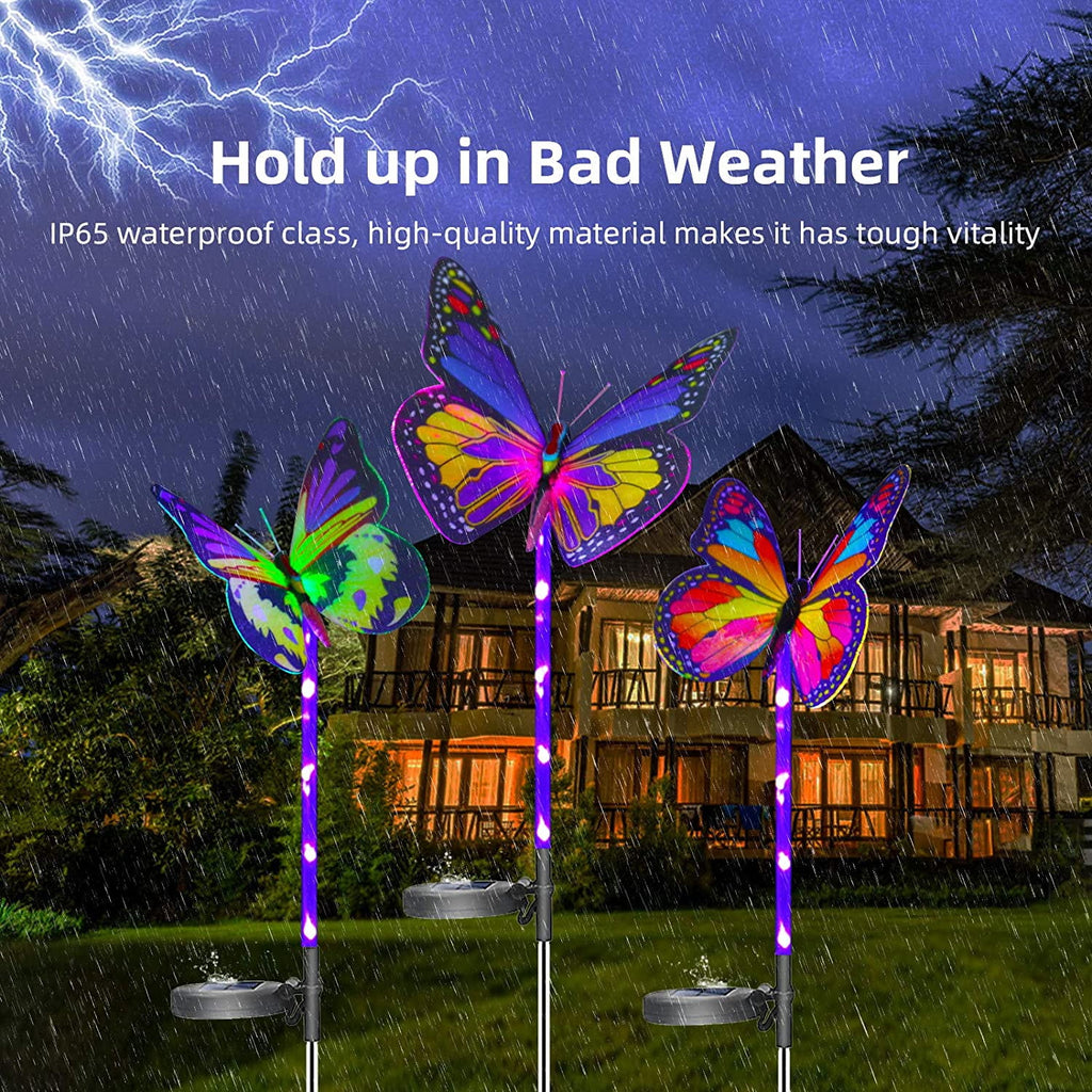 QiShi Solar Garden Lights Tree Outdoor Multi-Color Changing LED Stake Lights Flower for Garden, Patio, Yard and Decoration Solar Flickering Tree Lights (Tree,2 Pack)