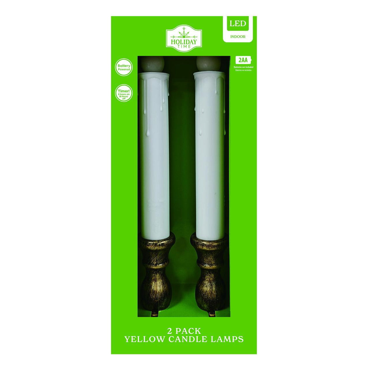 Indoor Battery-Operated LED Candle Lamps, Yellow, 2 Count, by Holiday Time