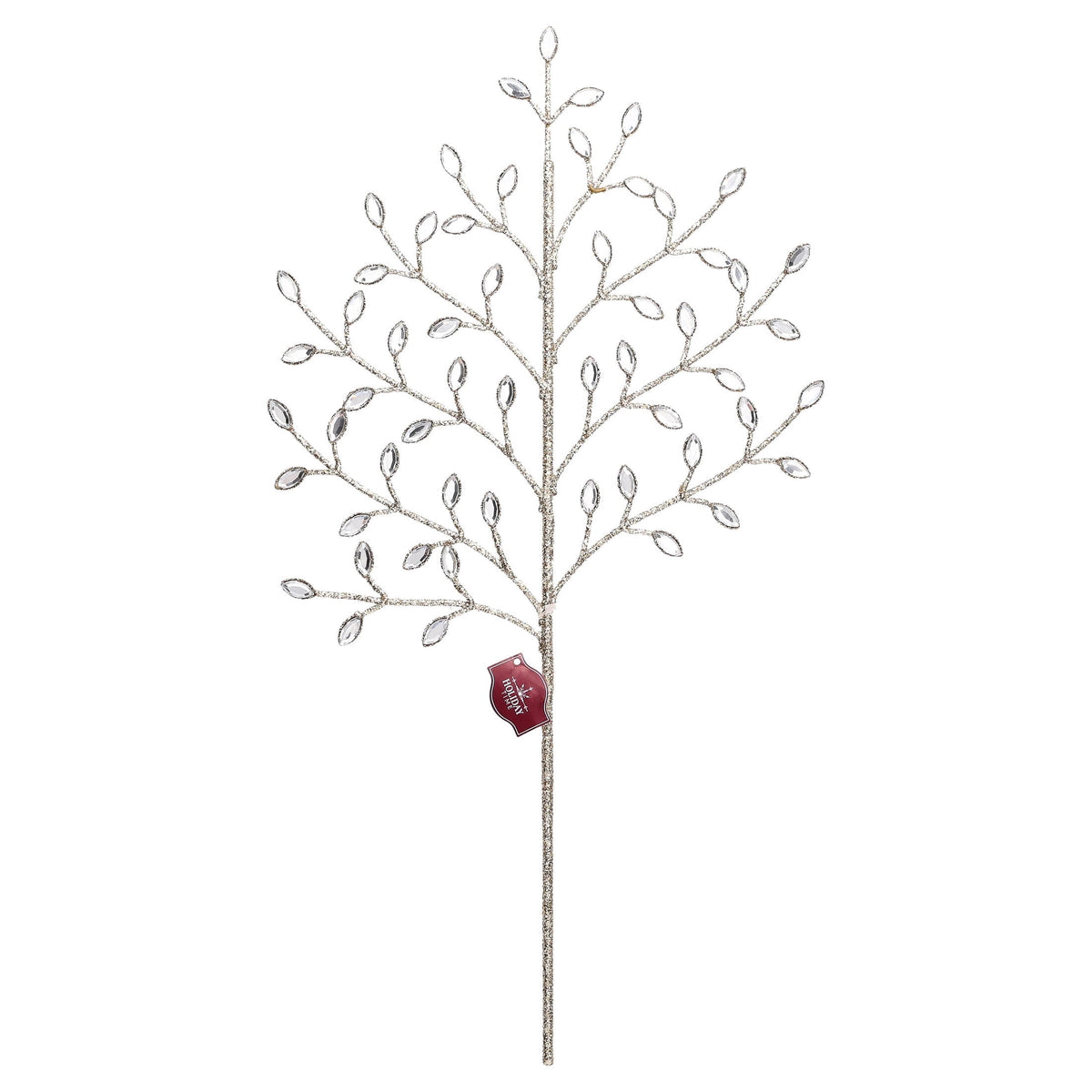 Champagne Gold Glitter and Gem Branch Decorative Christmas Pick, 18", by Holiday Time