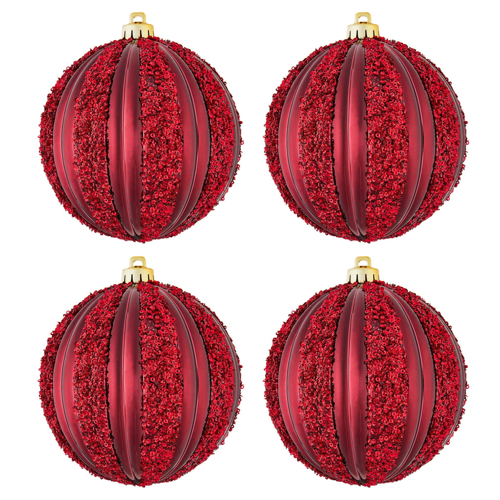 4-Count Champagne and Cream Ball Shatterproof Christmas Ornaments, 6", by Holiday Time