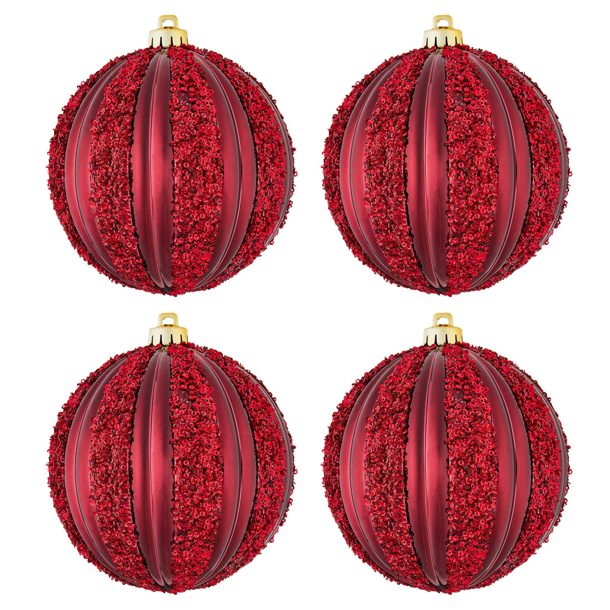 4-Count Champagne and Cream Ball Shatterproof Christmas Ornaments, 6", by Holiday Time