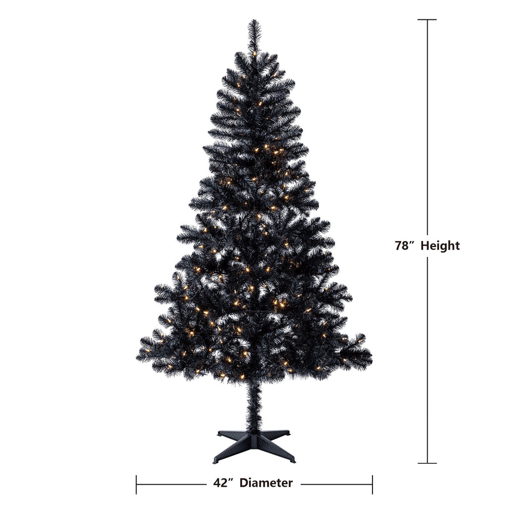 6.5' Pre-Lit Madison Pine Green Artificial Christmas Tree with Color-Changing LED Lights and Stand, by Holiday Time