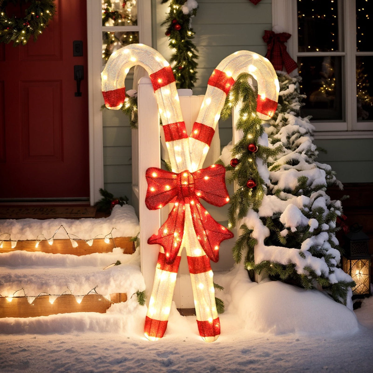 UBesGoo Christmas Candy Cane Lighted Christmas Decoration Outdoor Yard Decor