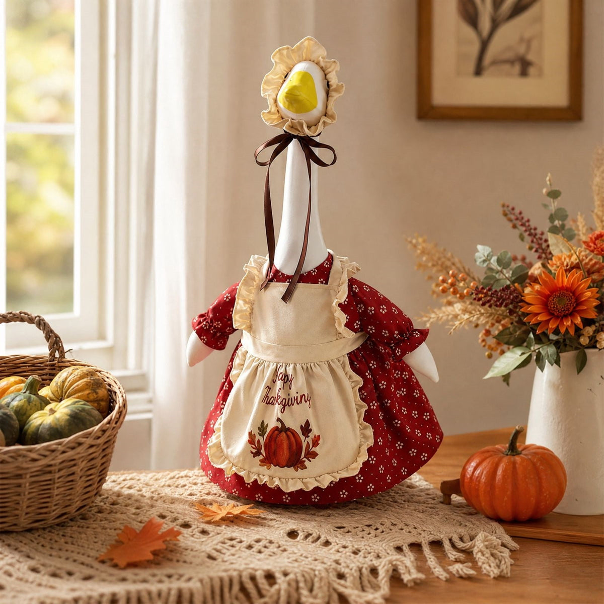Lzobxe Porch Goose Clothes, Casual Style Lawn Yard Garden Decor for 23" High Cement or Plastic Geese, Goose Costume for All Season and Occasiona