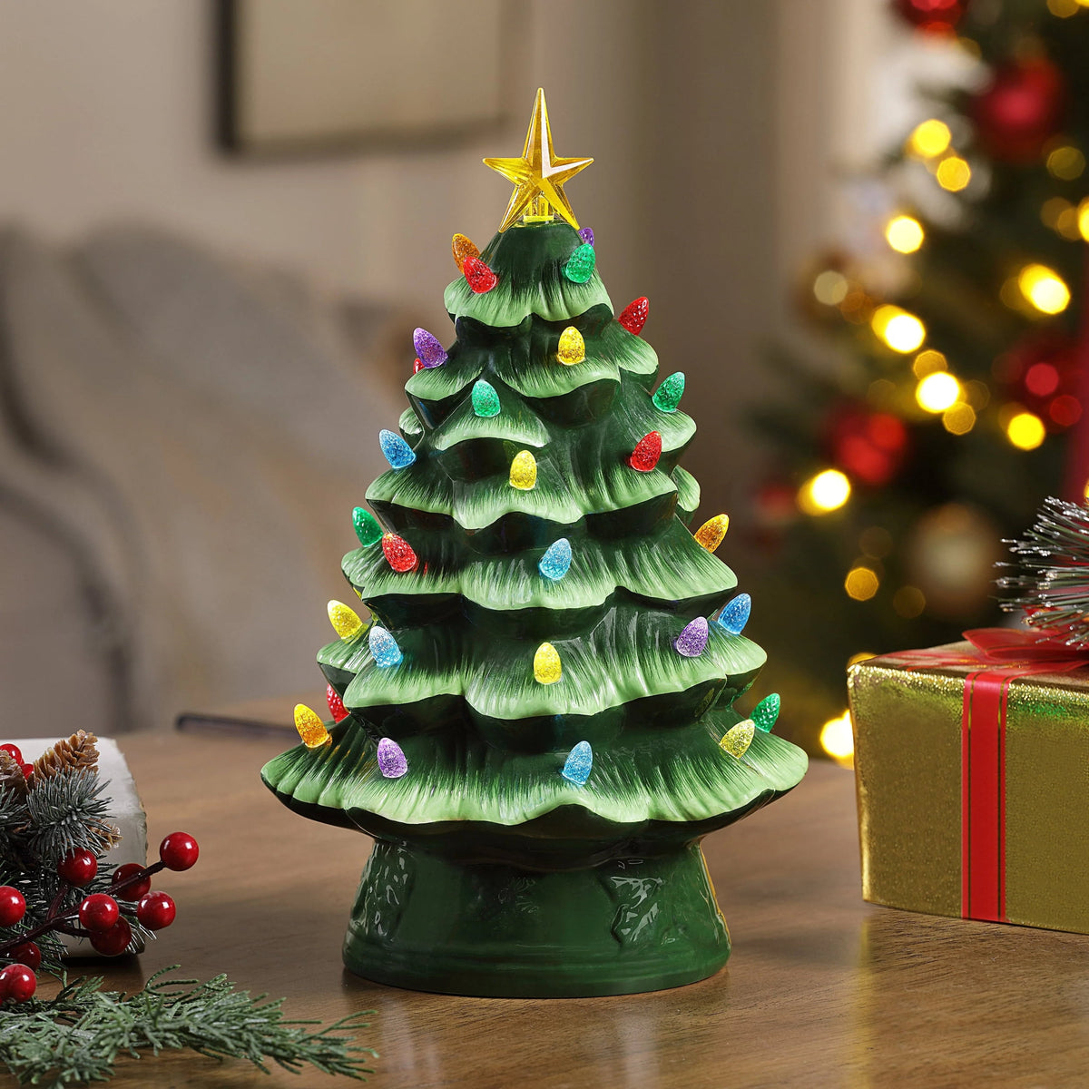 Mr. Christmas 12 in. Nostalgic Ceramic Tree - Green