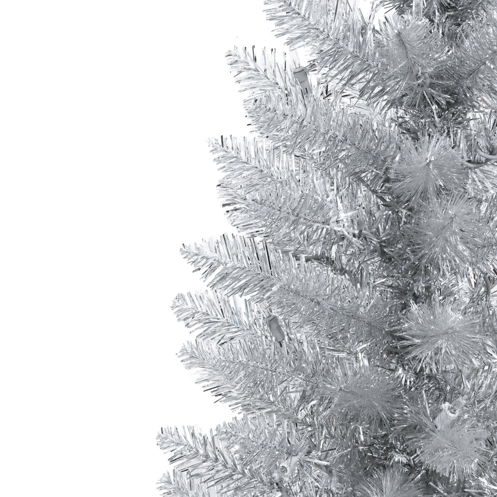 7 ft Pre-Lit Silver Tinsel Artificial Tree