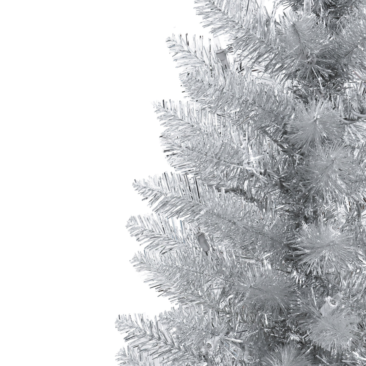 7 ft Pre-Lit Silver Tinsel Artificial Tree