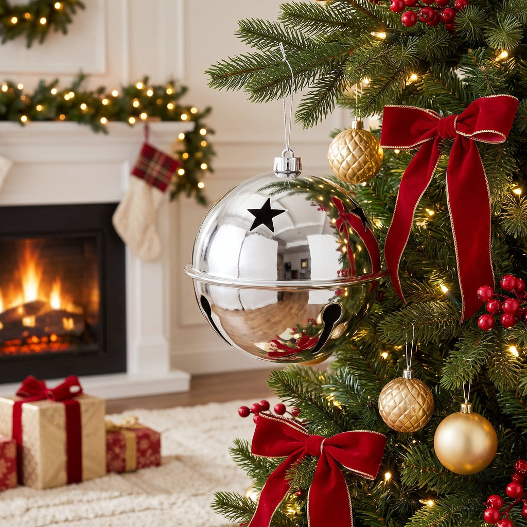 2-Count Silver Jumbo Bell Shatterproof Christmas Ornaments, 8", by Holiday Time