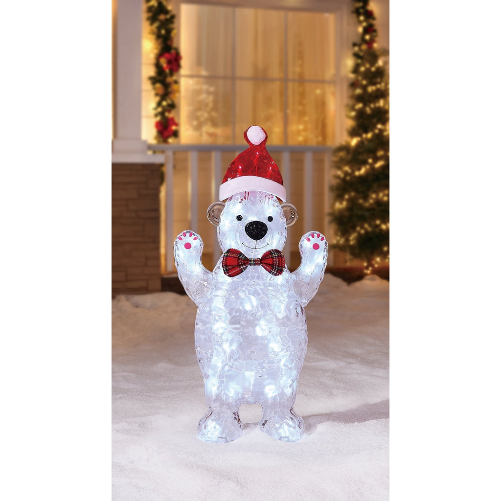 Indoor/Outdoor Light-Up Icy Bear Christmas Decoration with 35 LED Lights, Red and White, 30", by Holiday Time