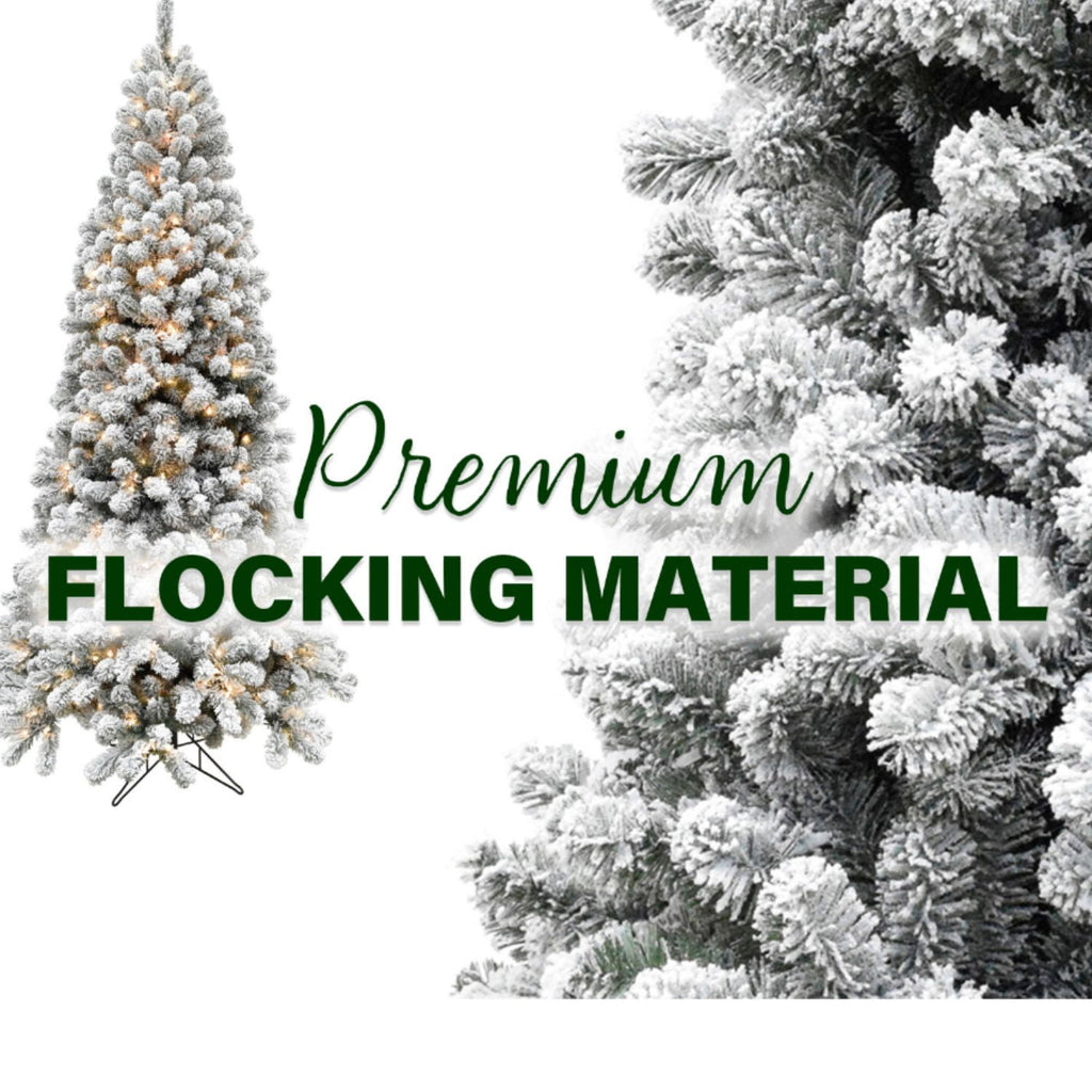 Fraser Hill Farm 10-Ft. Flocked Pine Valley Christmas Tree with Dual Multicolor & Warm White LED Lights and Remote, FFPV010-6SN