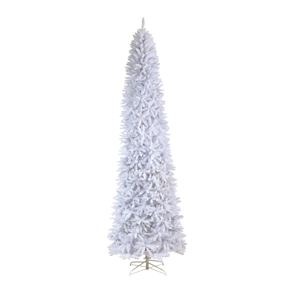 Nearly Natural 3' White Slim Artificial Christmas Tree Prelit 50 Warm White LED Lights