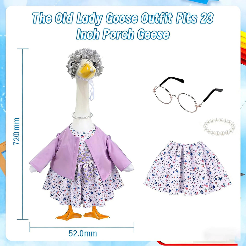 Lzobxe Porch Goose Clothes, Casual Style Lawn Yard Garden Decor for 23" High Cement or Plastic Geese, Goose Costume for All Season and Occasiona
