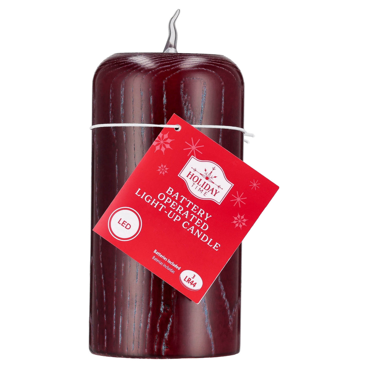 Battery-Operated LED Wooden Flameless Christmas Candle, Mauve, 7", by Holiday Time