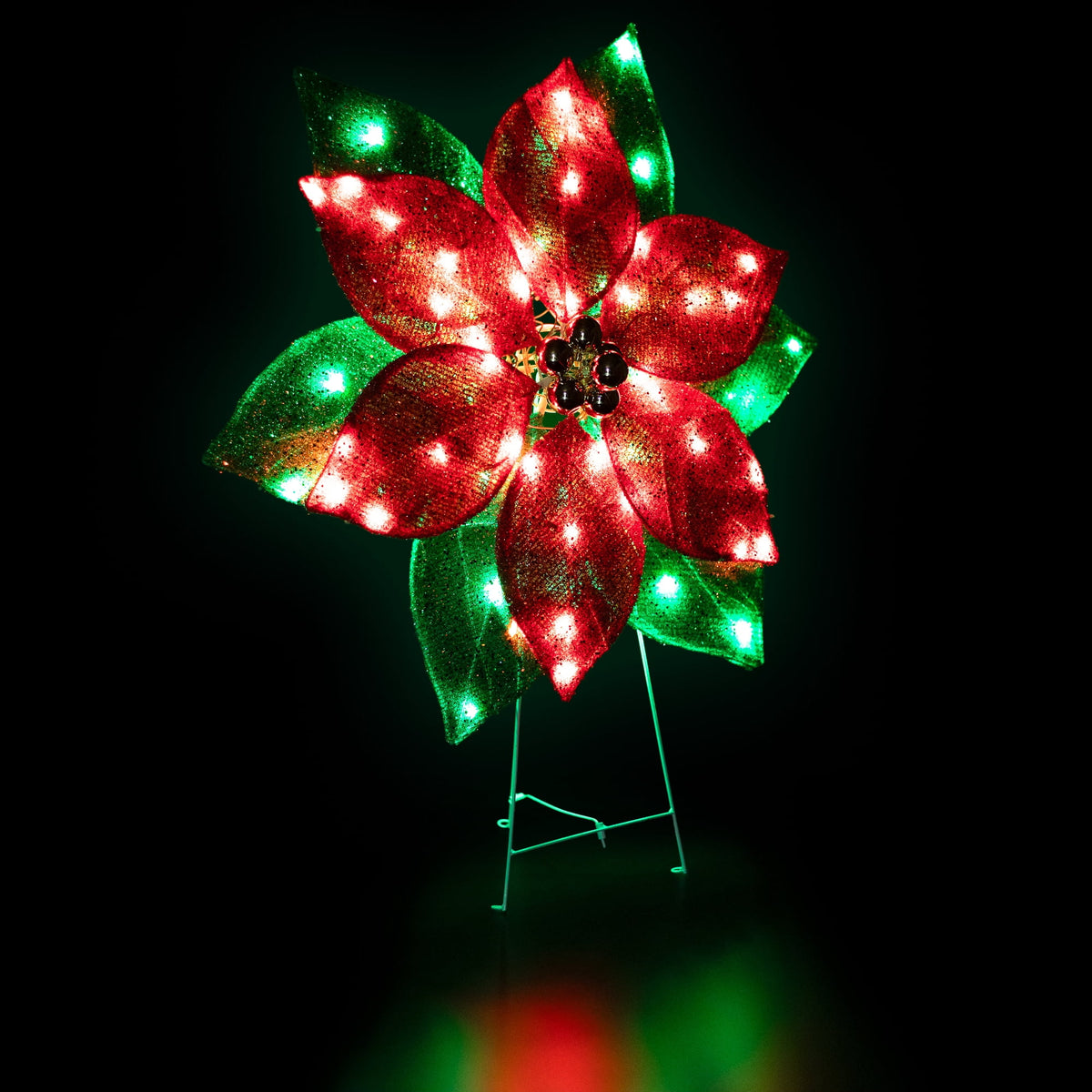 Northlight LED Lighted Poinsettia Outdoor Christmas Yard Decoration - 34" - Red and Green