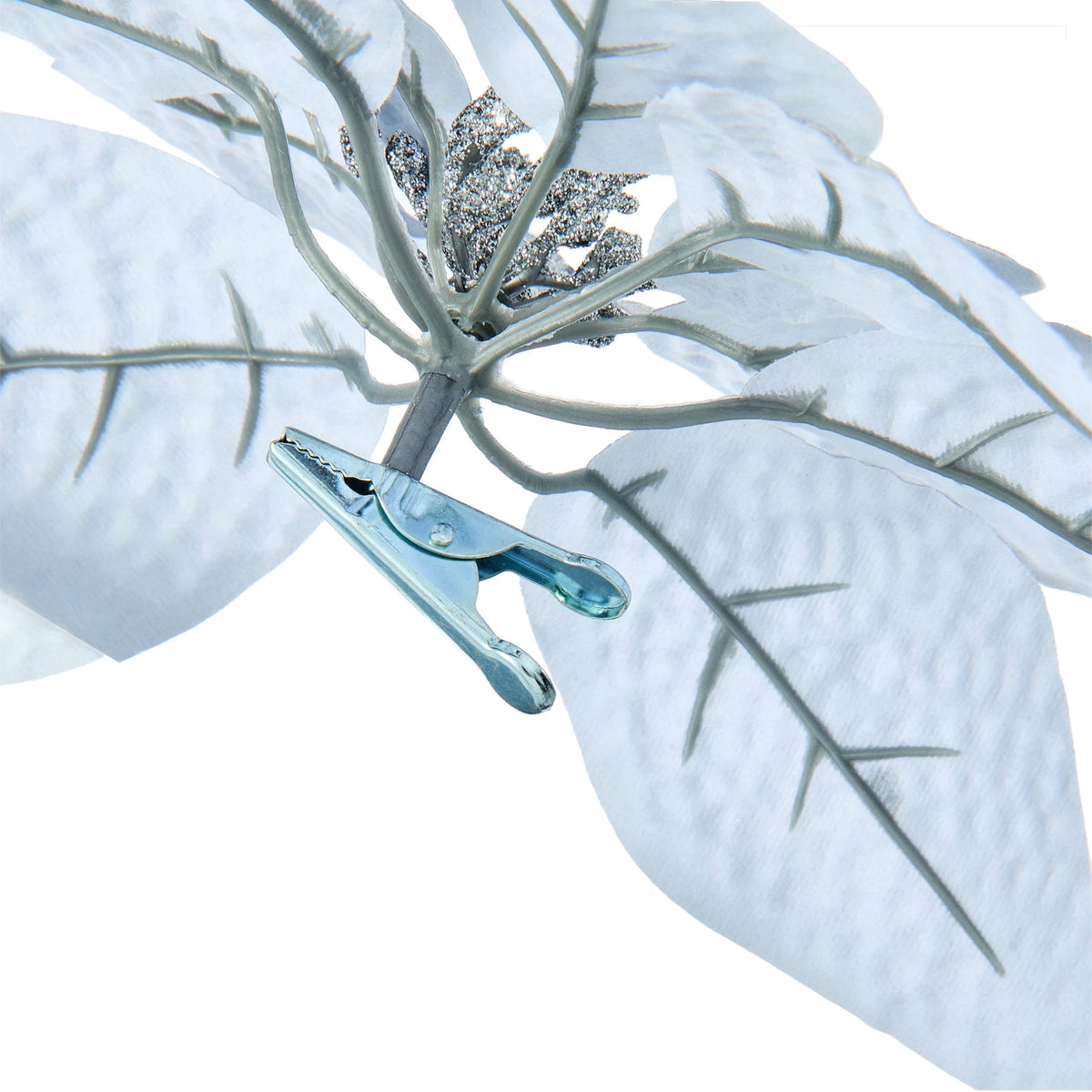 Silver Poinsettia Christmas Clip Ornament, 11", by Holiday Time
