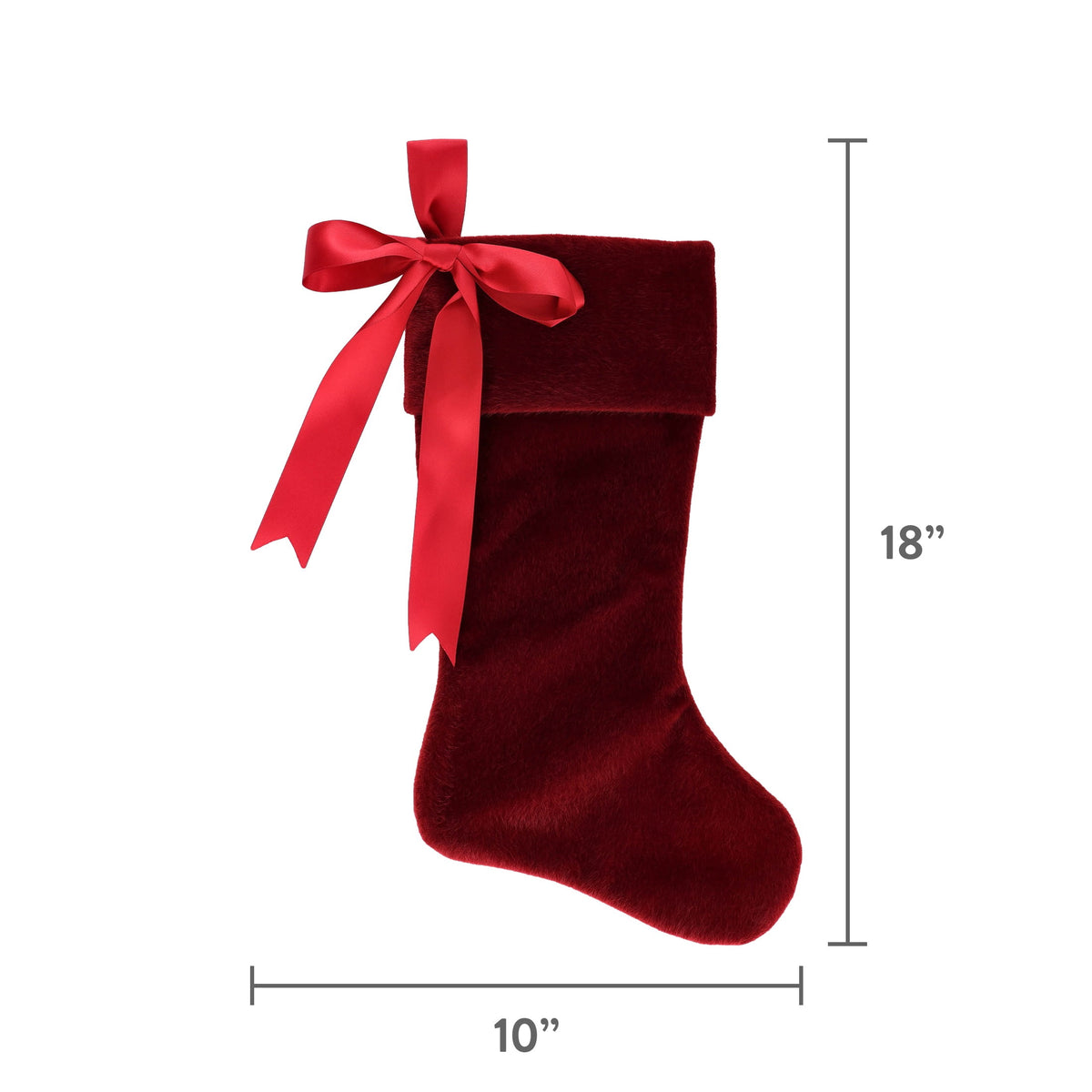 Mohair Christmas Stocking, Burgundy, 20", by Holiday Time