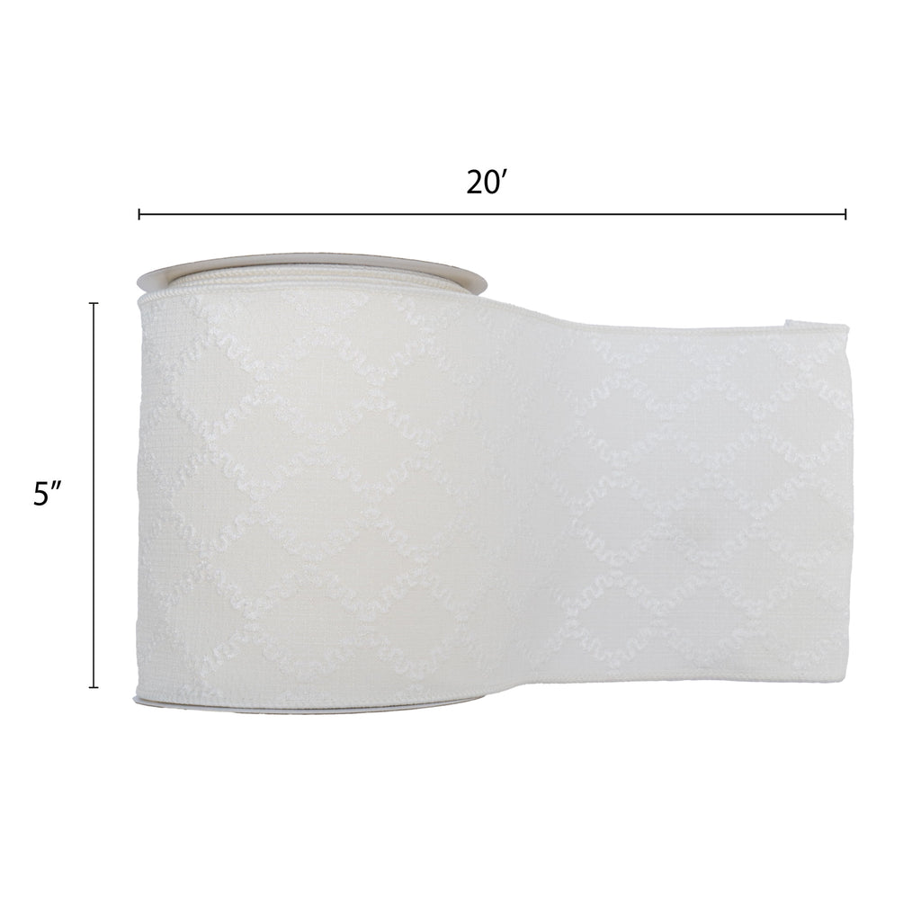 My Texas House White Christmas Ribbon, 5" x 20'