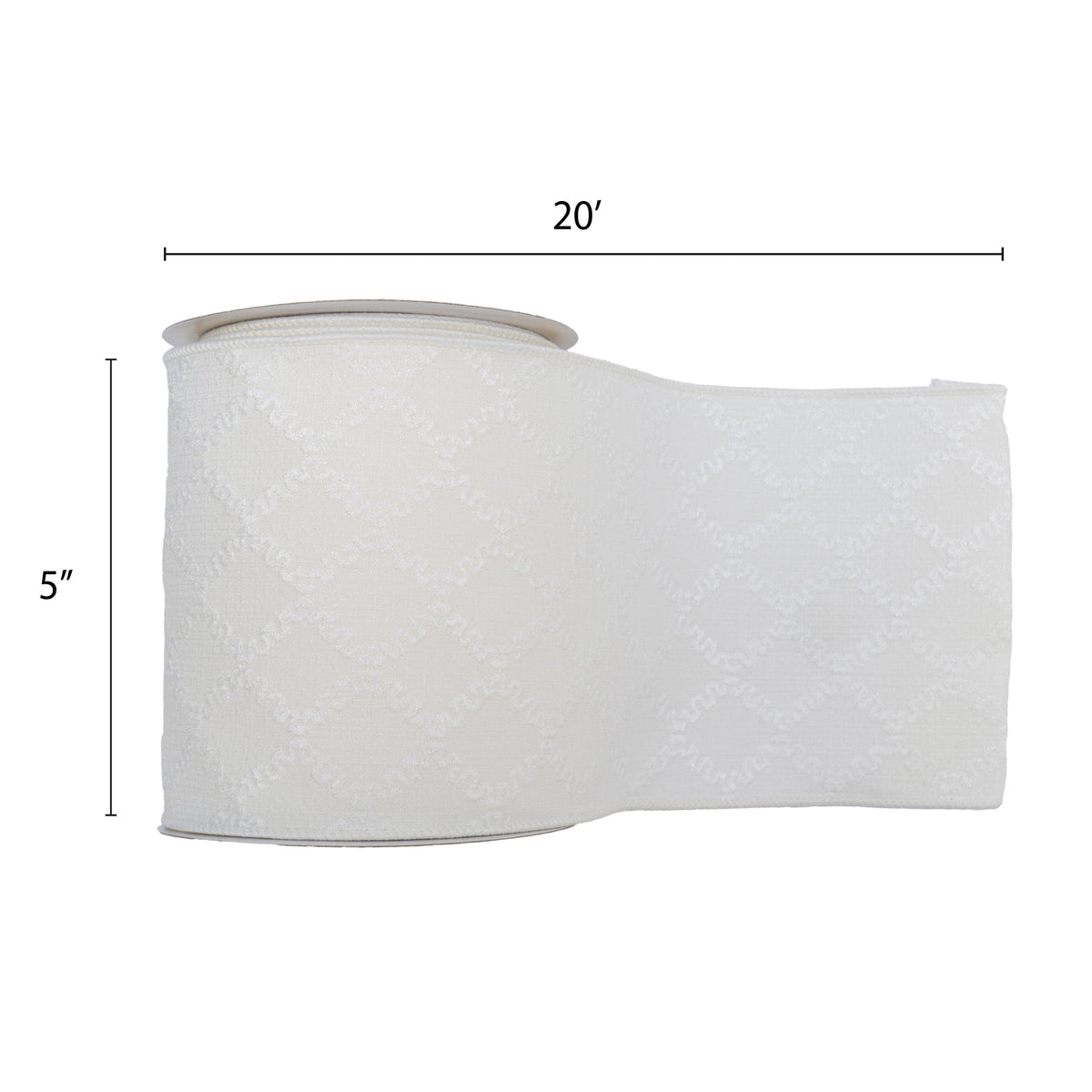 My Texas House White Christmas Ribbon, 5" x 20'
