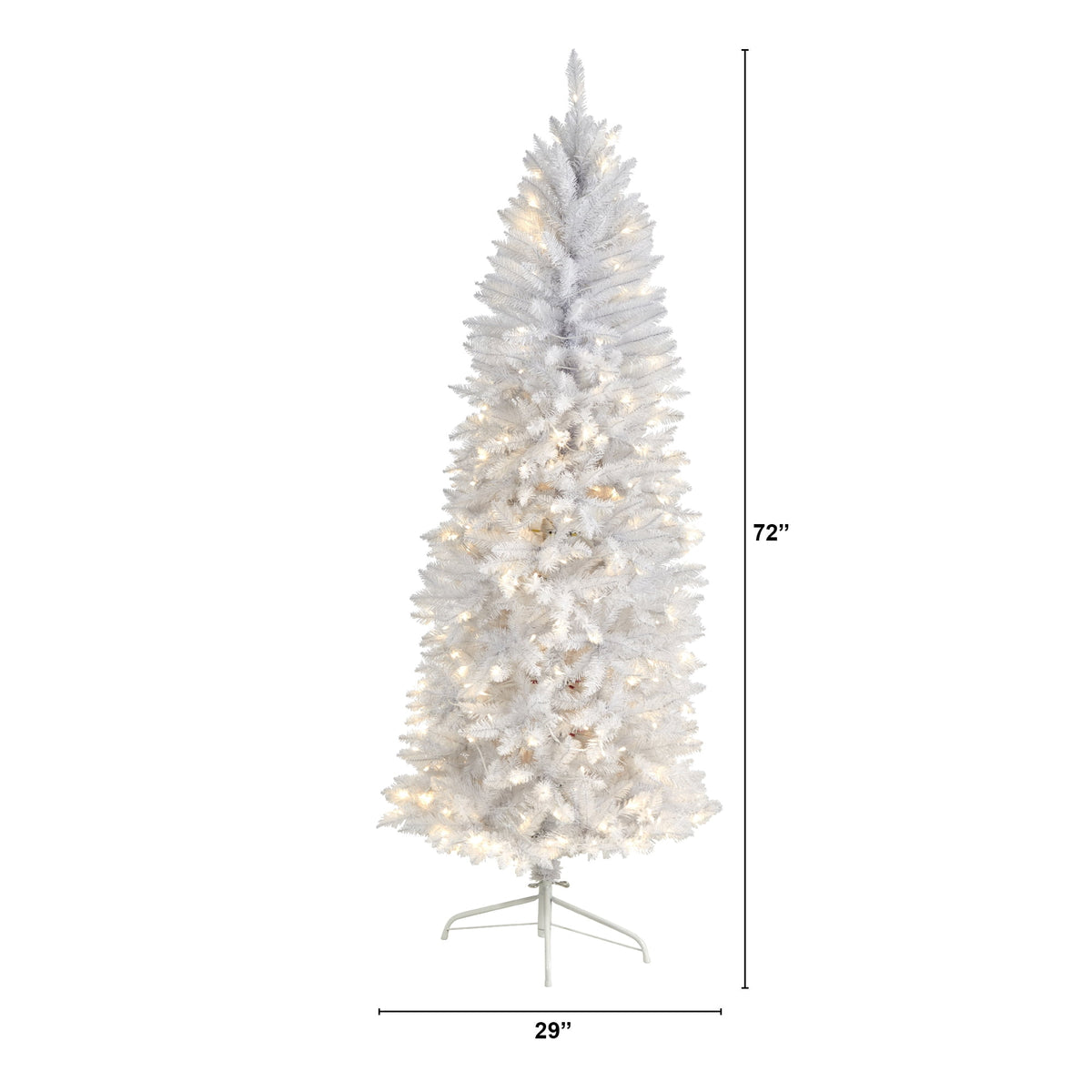 Nearly Natural 3' White Slim Artificial Christmas Tree Prelit 50 Warm White LED Lights