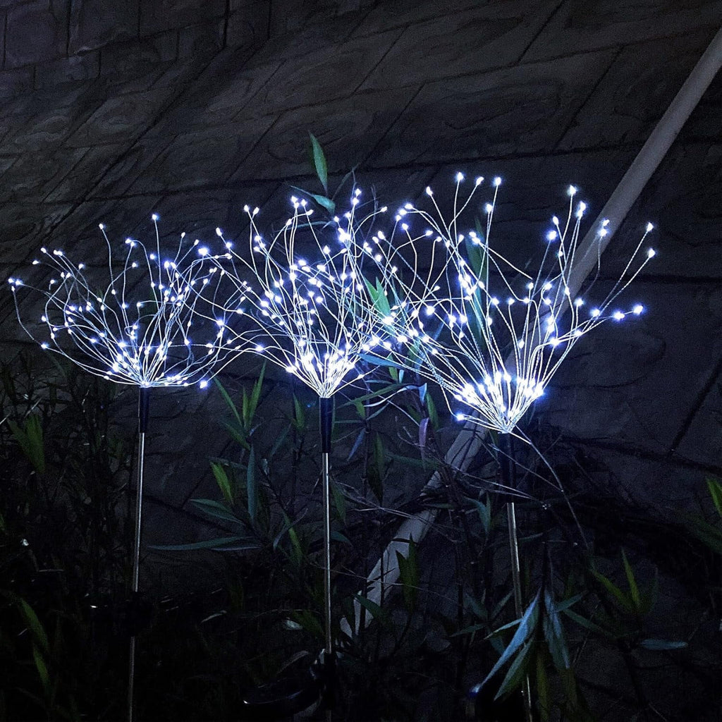Outdoor Solar Lights Firework, 2 Pack 120 LEDs Waterproof Solar Lights for Outside Garden Yard Pathway Fence - Warm White