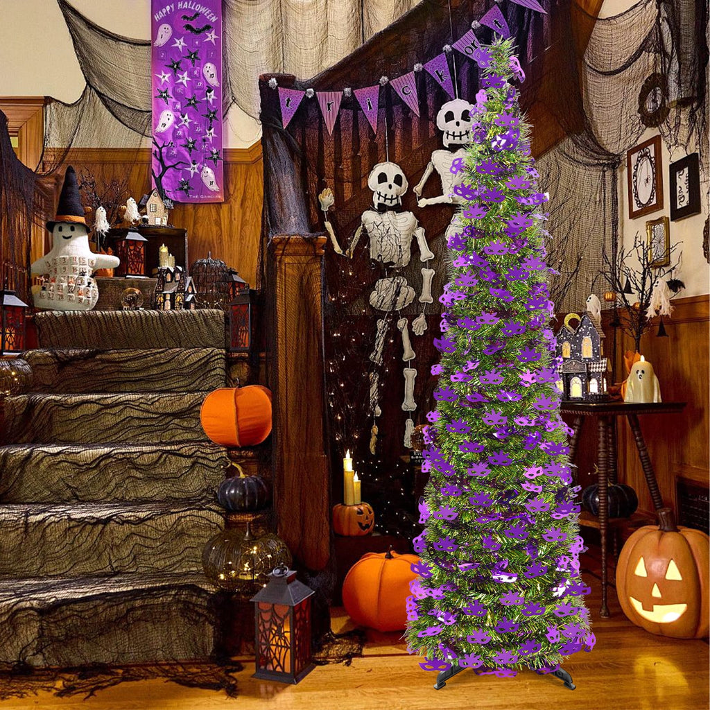 Ayieyill 5ft Halloween Tree Prelit, Pencil Pop up Tree with Light Halloween Decoration | Indoor | Black