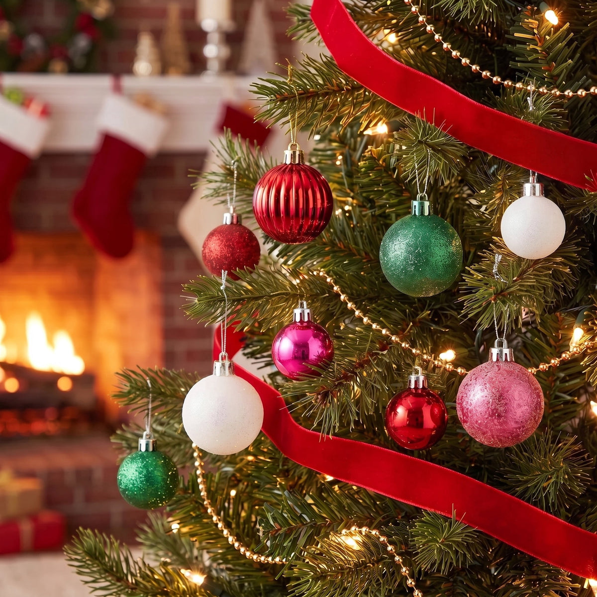 20-Count Red/Green/White Mini Ball Shatterproof Christmas Ornaments, by Holiday Time