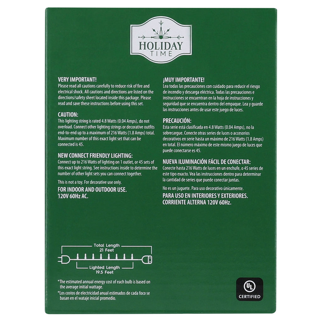 Indoor/Outdoor 100-Count LED Glass Mini Christmas String Lights, Warm White, Green Wire, 19.5', by Holiday Time