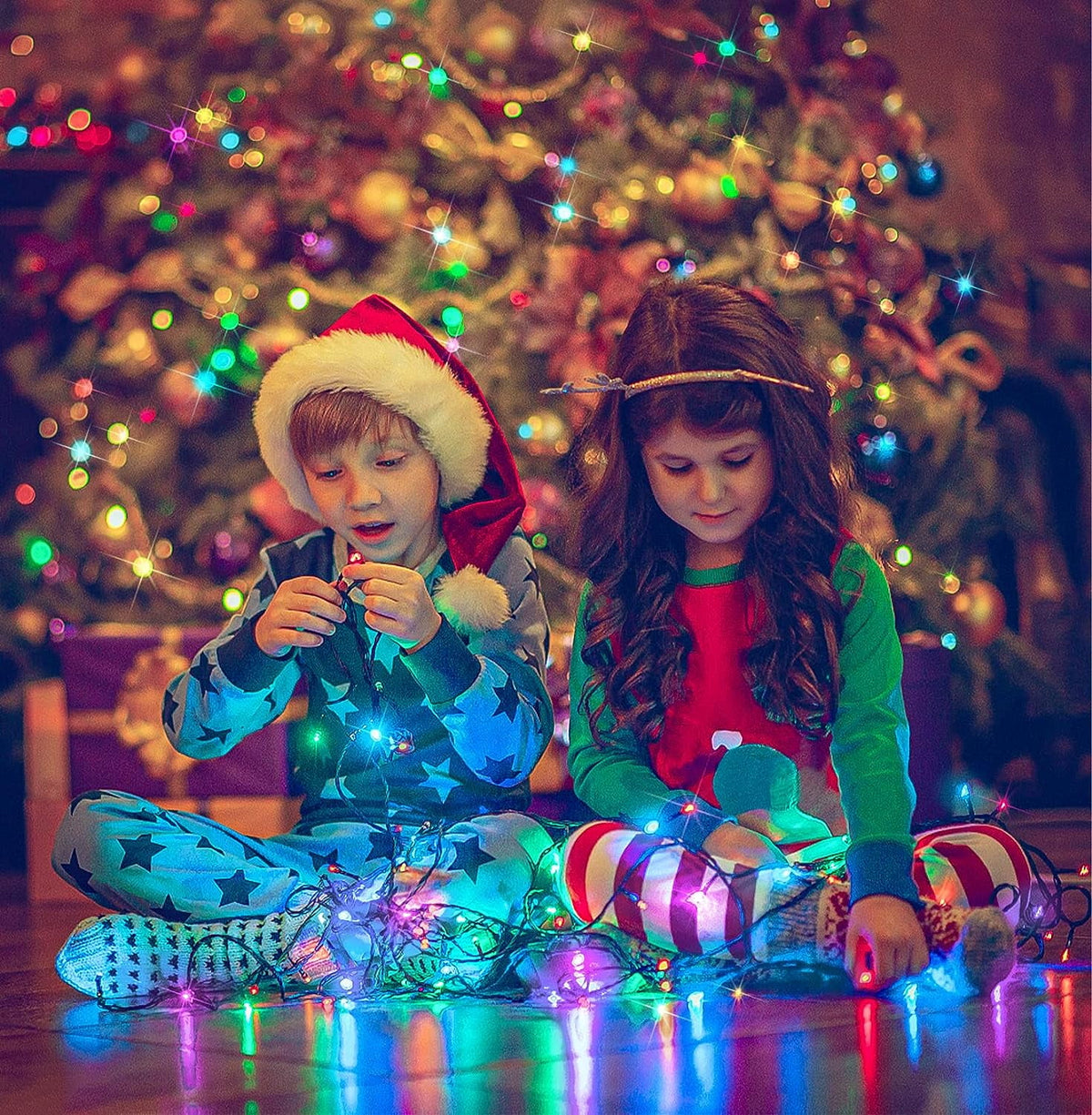 Silensys 68Ft 205 LEDs Christmas String Lights,8 Modes Timer Chritsmas Tree Lights, Multi Colored for Indoor Outdoor Party Yard Garden
