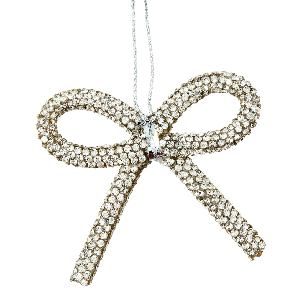 4-Count Silver Gem Bow Mini Christmas Ornaments, 2", by Holiday Time