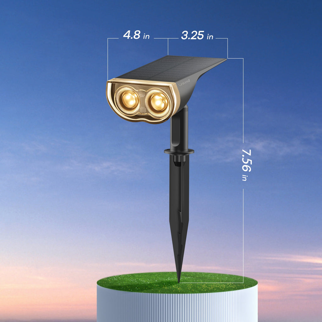Linkind Solar Lights Outdoor, LED Solar Landscape Spotlights, IP67 Waterproof Outdoor Lighting for Yard, Garden, Pathway, Patio, 2 Pack (Daylight)