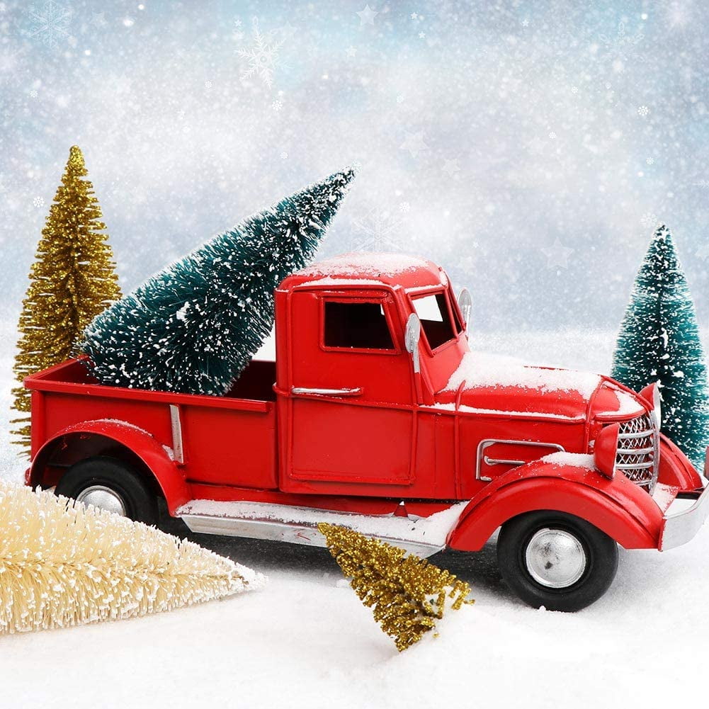 Ayieyill 30PCS Artificial Mini Christmas Trees, Mini Pine Tree Sisal Trees with Wood Base Bottle Brush Trees for Christmas Table Top Decor Winter Crafts Ornaments