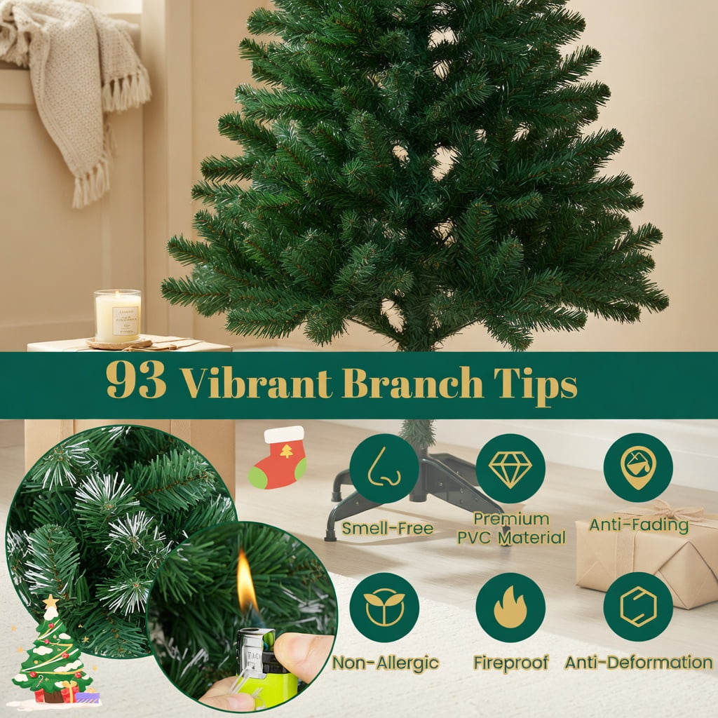Resenkos 3-Ft Fiber Optic Artificial Christmas Tree with Star Topper - Green