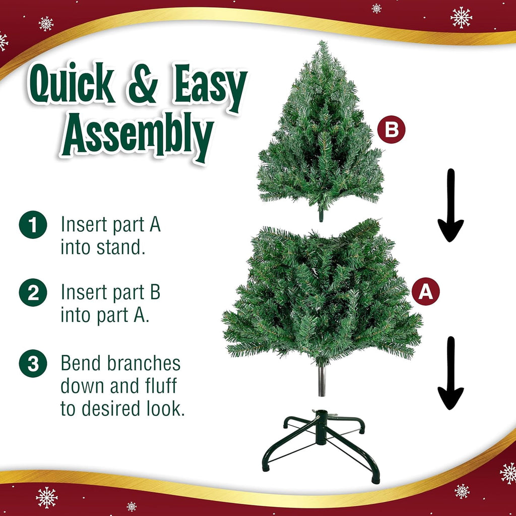 4ft Christmas Tree - Premium Hinged Artificial Small Christmas Tree Green, Canadian Fir Full Bodied 4 Feet Tree with 320 Tips, Lightweight and Easy to Assemble Holiday Décor Tree with Metal Stand