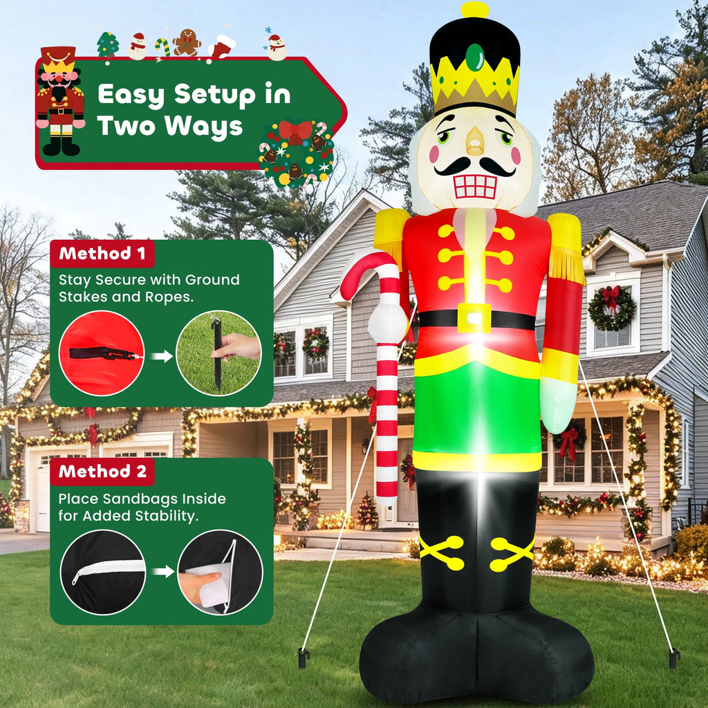 Yexmas 8FT Christmas Inflatable Nutcracker Soldier Blow Up Yard Decor with LED Light for Outdoor Christmas Party ,Garden and Lawn